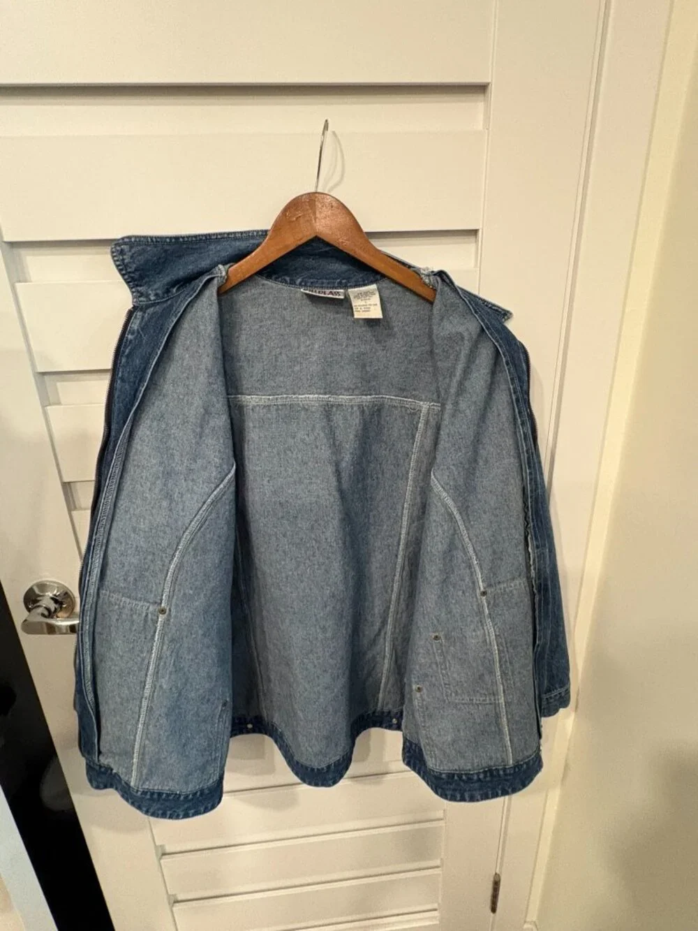 Bill Blass Jeans Vintage 90s Denim Zip Jacket High Western Collar Blue Size L